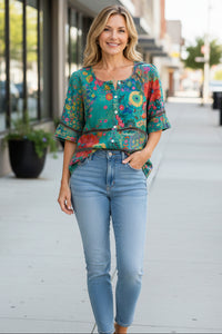 V-Neck Print Top