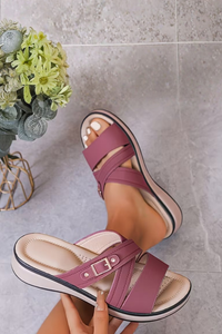 Cross Strap Comfort Slip On Sandals