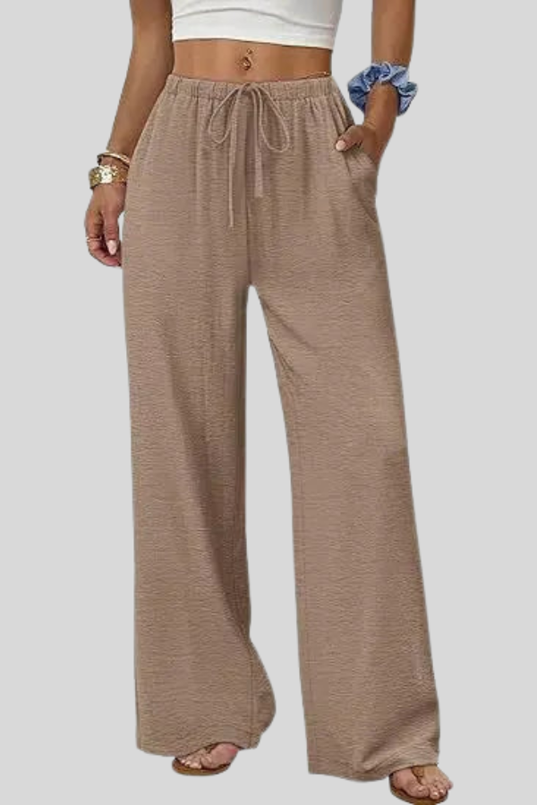 Relaxed Drawstring Wide Leg Pants