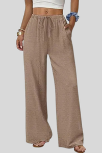 Relaxed Drawstring Wide Leg Pants