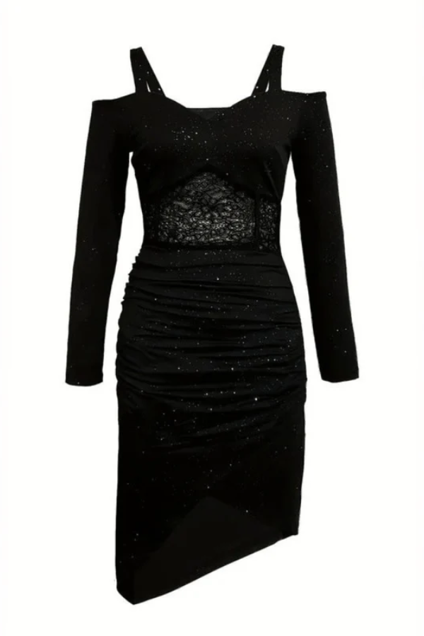 Sculpted Lace Off Shoulder Dress