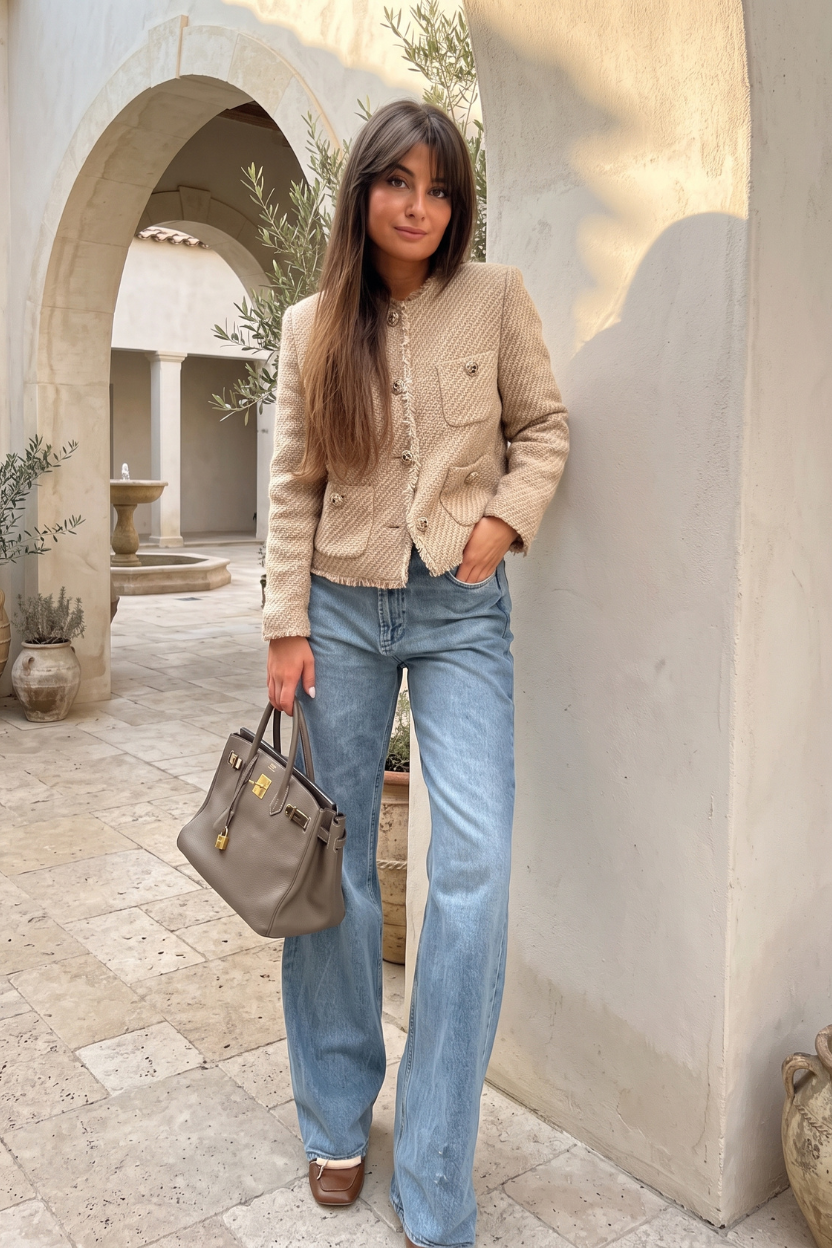 Elegant Cropped Button Front Jacket