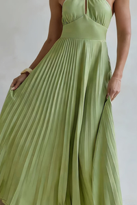 Backless Pleated Square Neck Midi Dresses
