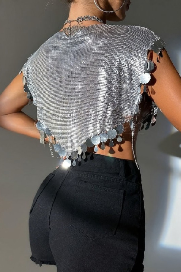 Gleaming Chain Top Open Back