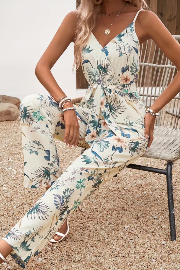 Floral Tie Waist Cami Jumpsuit