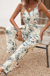Floral Tie Waist Cami Jumpsuit