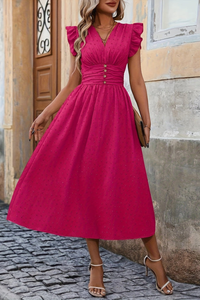Bohemian Pleated Midi Dresses Chic