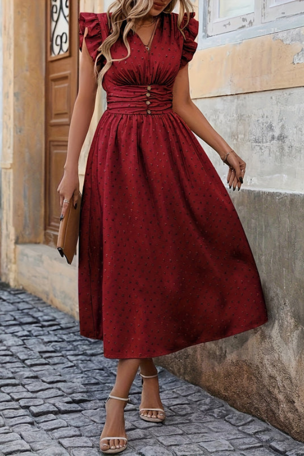 Boho Pleated Midi Dresses Floral