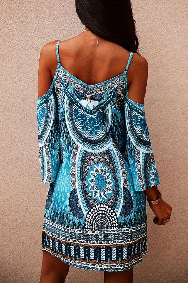 Bohemian Paisley Tunic Dress Vneck
