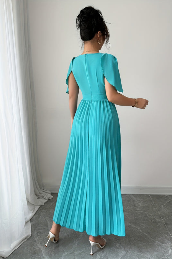 Waist Pleated Midi Dresses Elegant