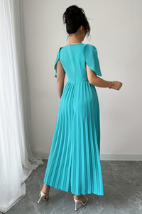 Waist Pleated Midi Dresses Elegant