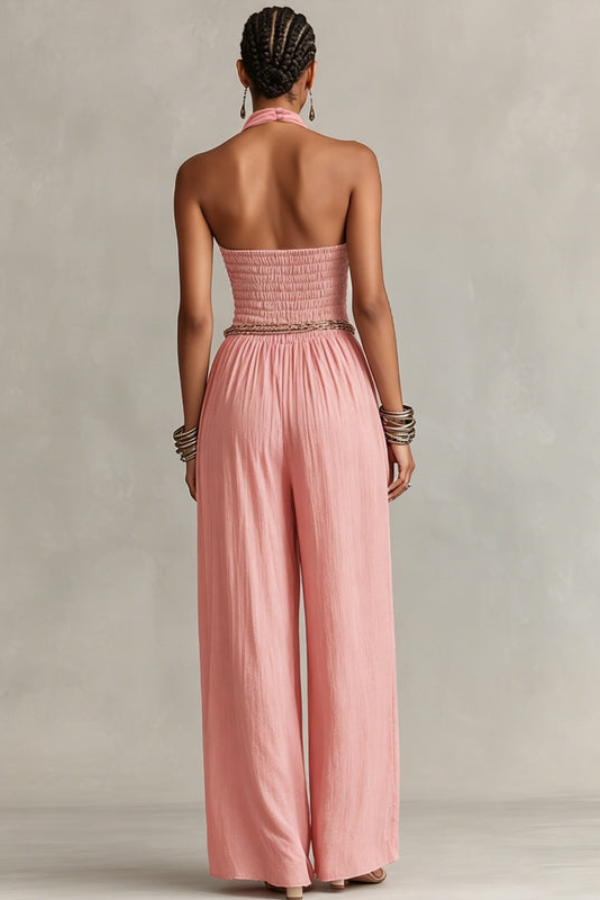 Pleated Halter Neck Jumpsuit
