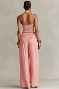 Pleated Halter Neck Jumpsuit