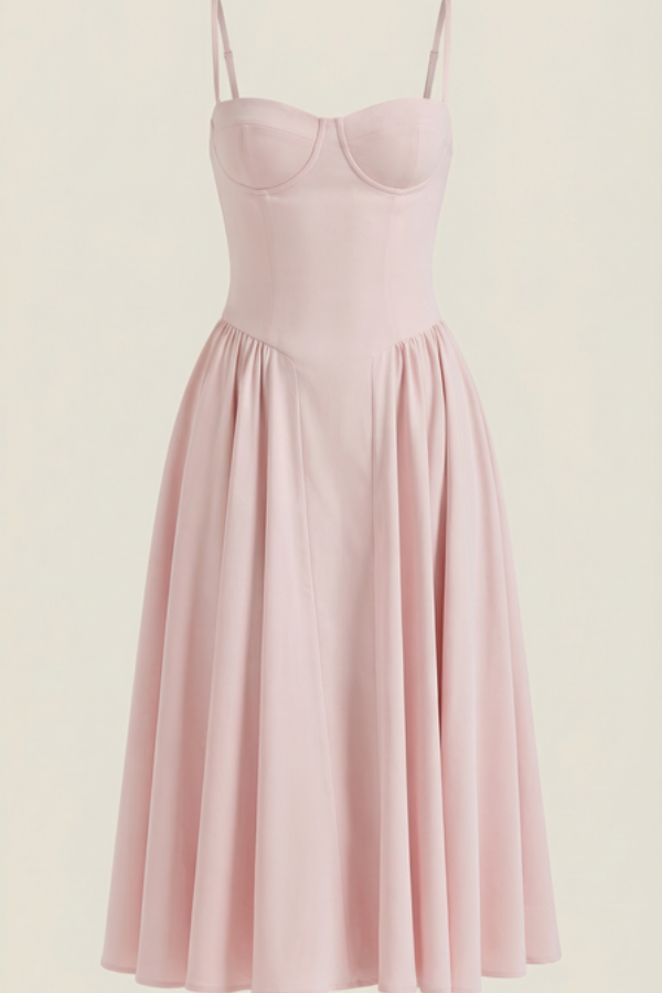 Floral Sweetheart Neck Midi Dress