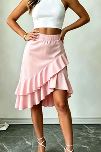 Irregular Ruffle Midi Skirt