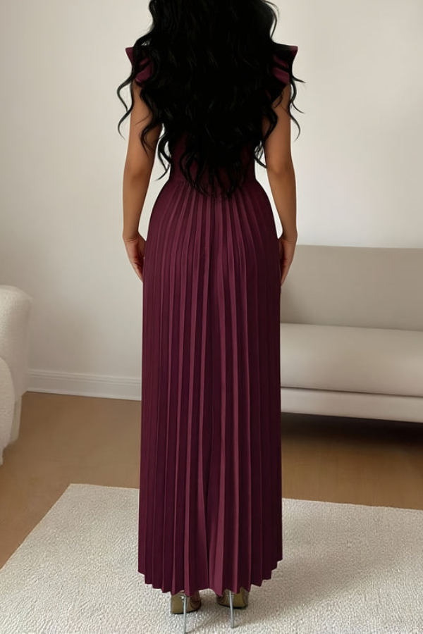 Chic Pleated Square Neck Midi Dresses