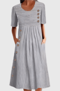 Button Front Pocket Maxi Dress
