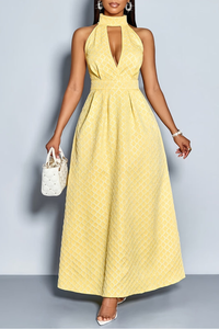 Romantic Halter Neck Keyhole Maxi Dresses
