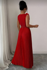 Sophisticated Pleated Square Neck Midi Dresses