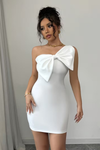 Sleek Strapless Bow Bodycon Dress