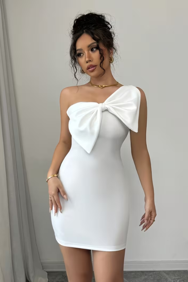 Sleek Strapless Bow Bodycon Dress