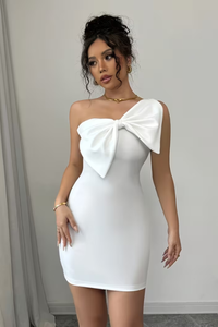 Sleek Strapless Bow Bodycon Dress