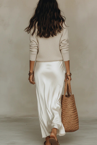 Elegant Midi Dress And Sweater Set