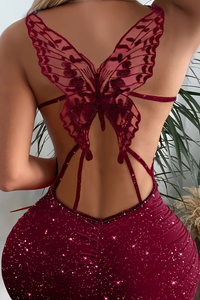 Dazzling Butterfly Sequin Dress