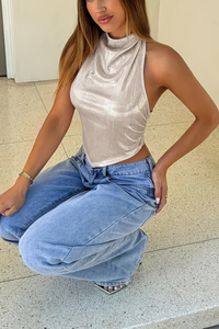 Refined Asymmetrical Halter Top