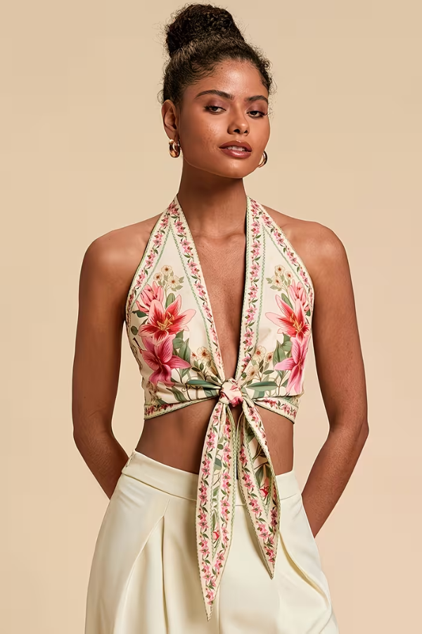 Vibrant Floral Halter Top
