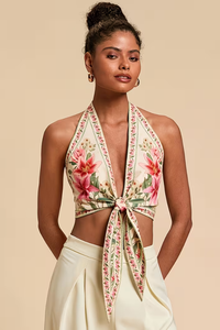 Vibrant Floral Halter Top