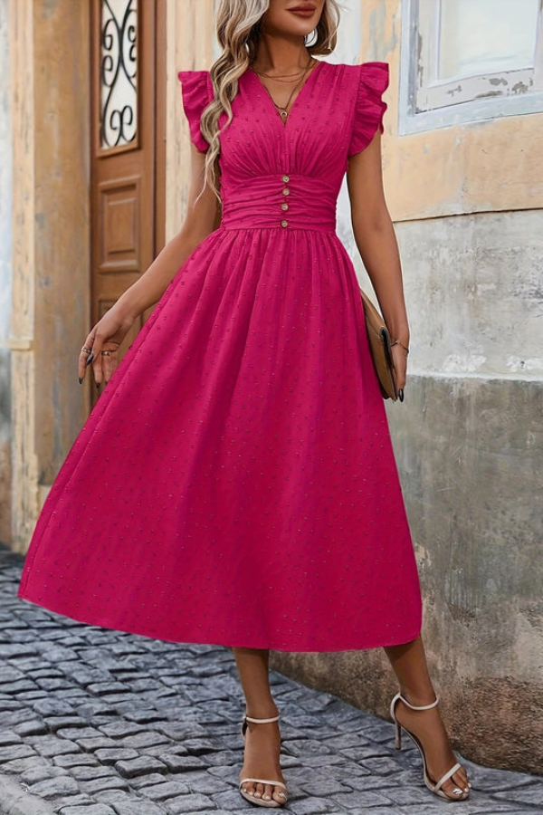 Boho Pleated Midi Dresses Floral