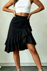 Irregular Ruffle Midi Skirt