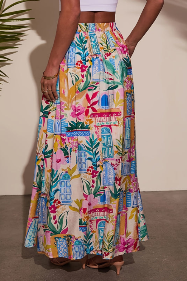 High-Waist Split Midi Skirt