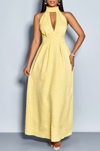 Romantic Halter Neck Keyhole Maxi Dresses