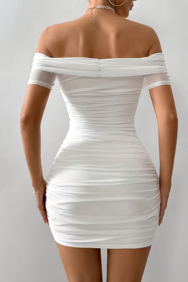 Pearl Off Shoulder Mini Dress