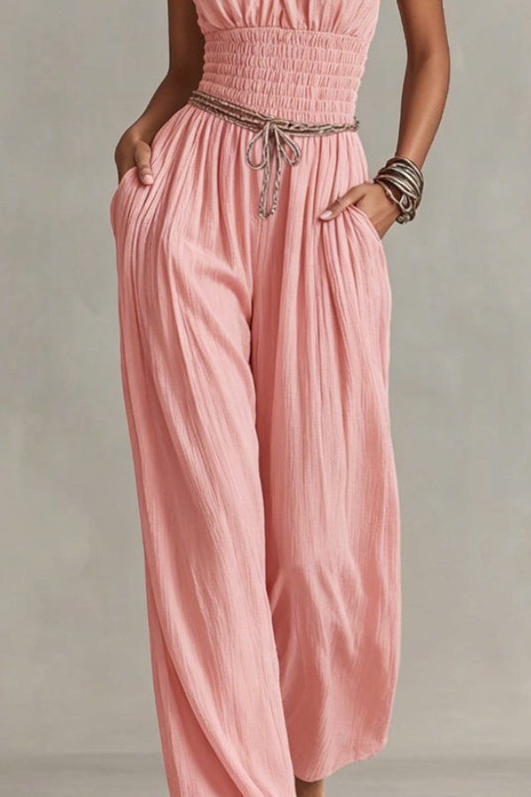 Pleated Halter Neck Jumpsuit