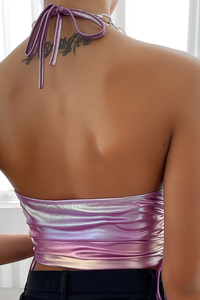Chic Geometric Halter Crop Top