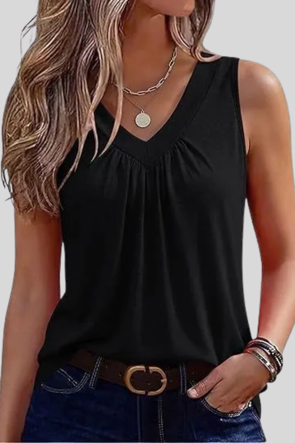 Boho Ruched V Neck Blouse