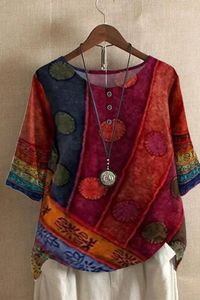Colorful Bohemian Casual Style Blouse