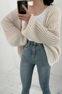 Cozy Knit Cardigan Balloon Sleeve