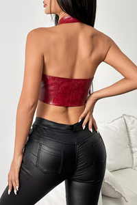 Bold Halter Backless Crop Top