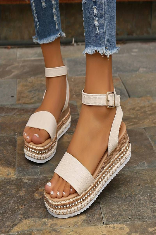 Plattform-Sommer-Sandalen mit Knöchelriemen