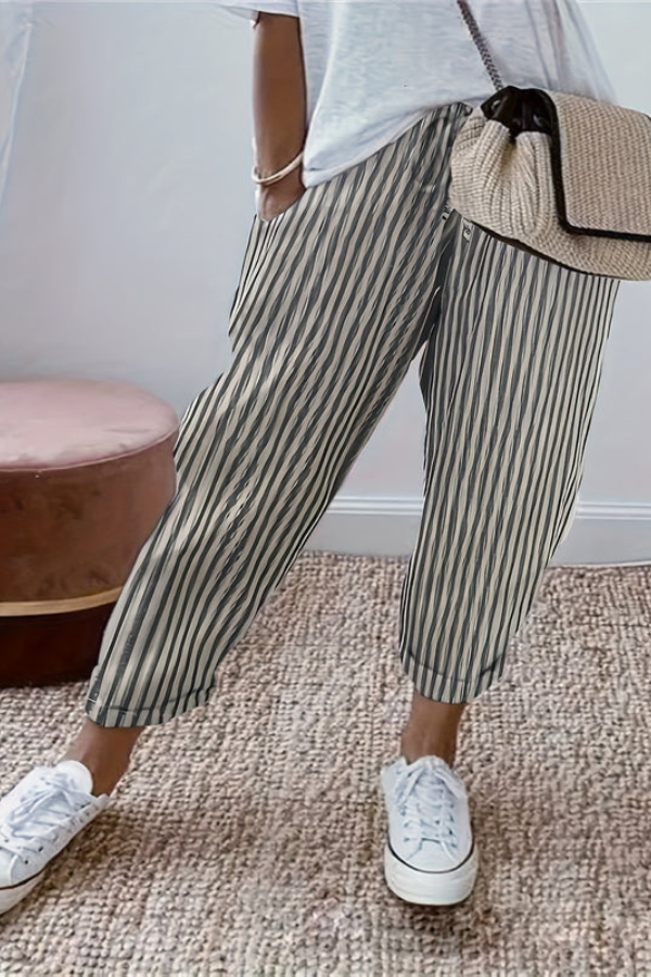 Vacation Cropped Summer Pants Striped