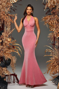 Glamorous Halter Neck Keyhole Maxi Dresses