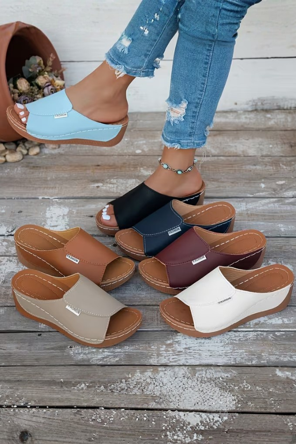 Arch Support Wedge Slip On Sandals