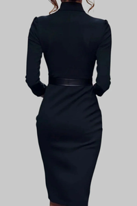 Refined Belted Midi Dress