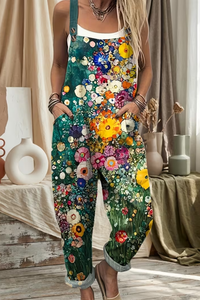 Floral Suspender Casual Jumpsuit