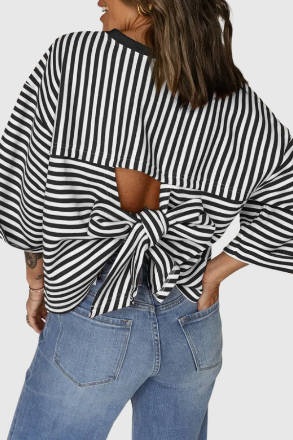 Striped Back Bow Summer Top