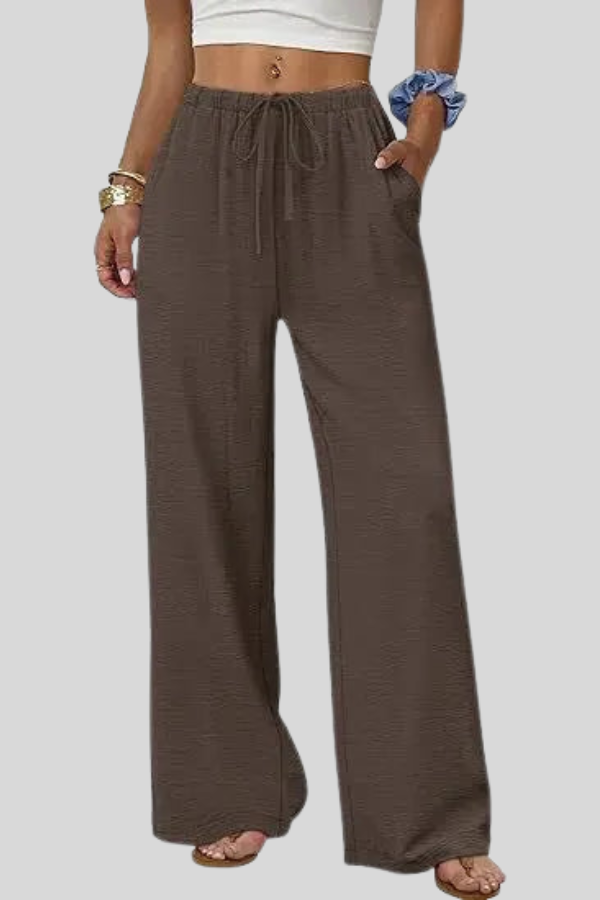 Relaxed Drawstring Wide Leg Pants